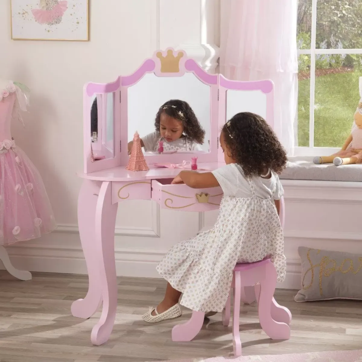Bedroom^KidKraft Princess Vanity & Stool